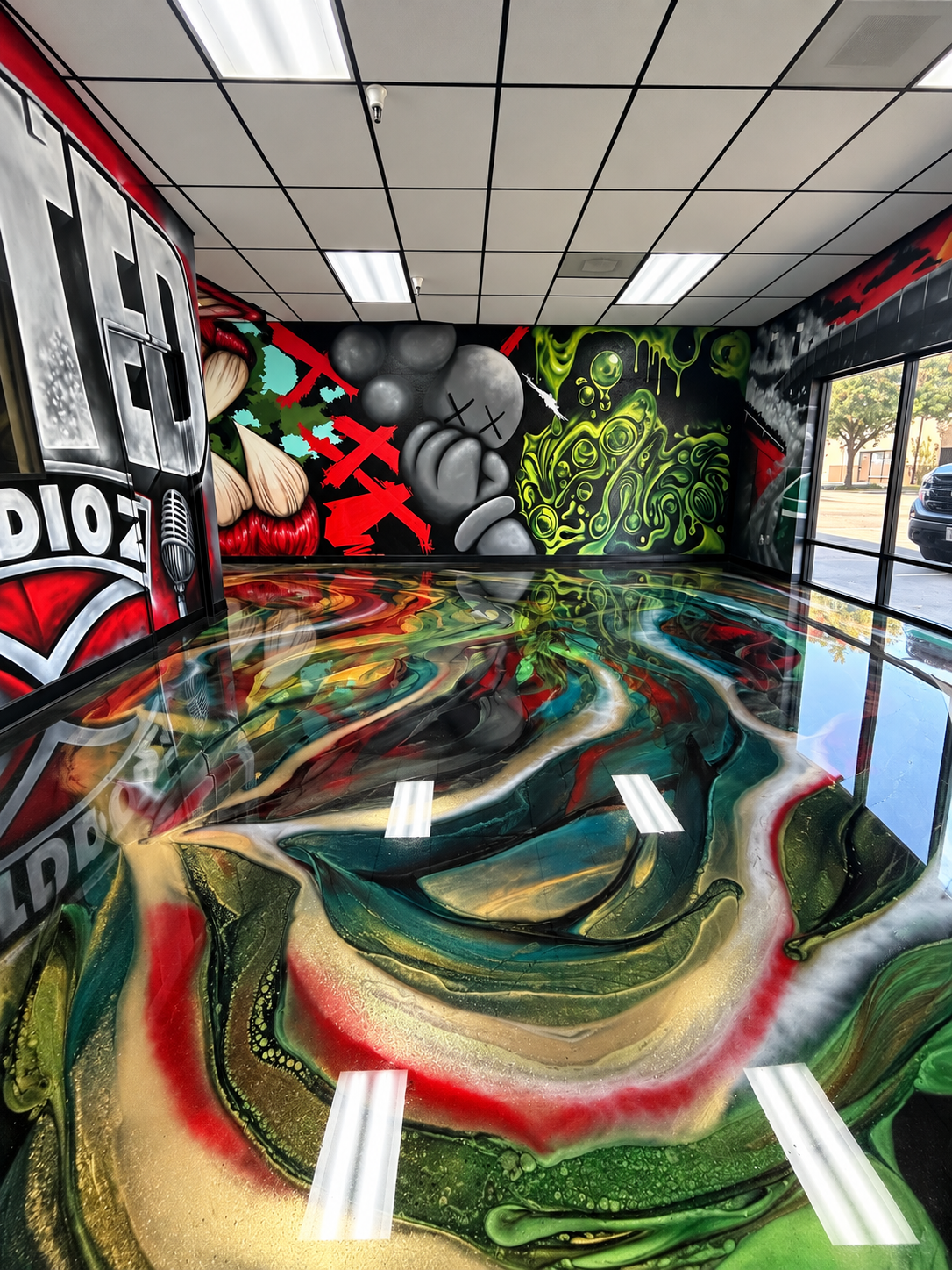 Mural wall inside Gifted Studioz